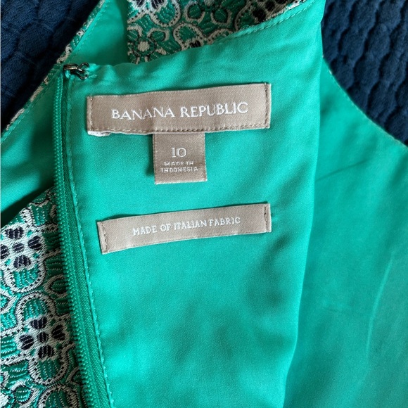 Banana Republic Teal Pattern Textured Sleeveless Sheath Dress Size 10 - Picture 3 of 6